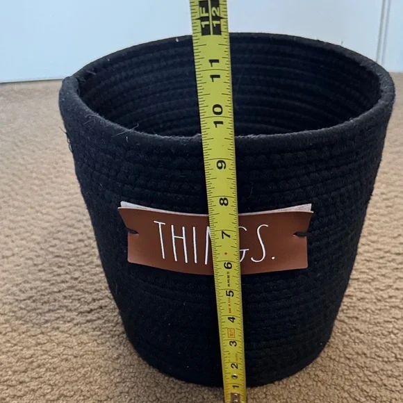 Black 'Things' Rope Storage Basket with Leather Label - Picture 5 of 5